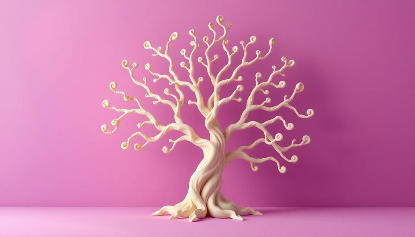 Fractal tree patterns in 3D clay style